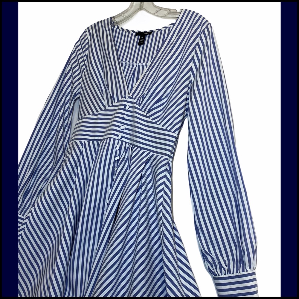 AQUA Striped Blue & White High/Low Dress Sz XS - Picture 3 of 10